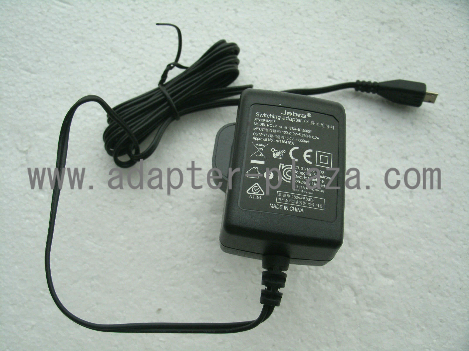 New JABRA SSA-4P 5060F SWITCHING ADAPTER 5V 0.6A 26-02947 power supply charger
